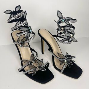 Butterfly Rhinestone Embellished Heels